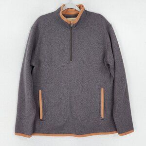 Life Is Good Sweater Mens Medium Gray Half Zip Fleece Pullover Pockets Casual